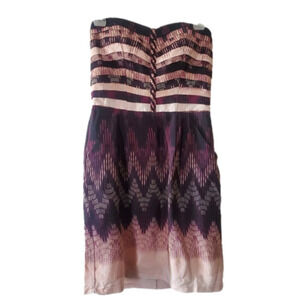 Charlie jade NWT strapless mini dress w/braided detail, XS, pinks&navy padded br